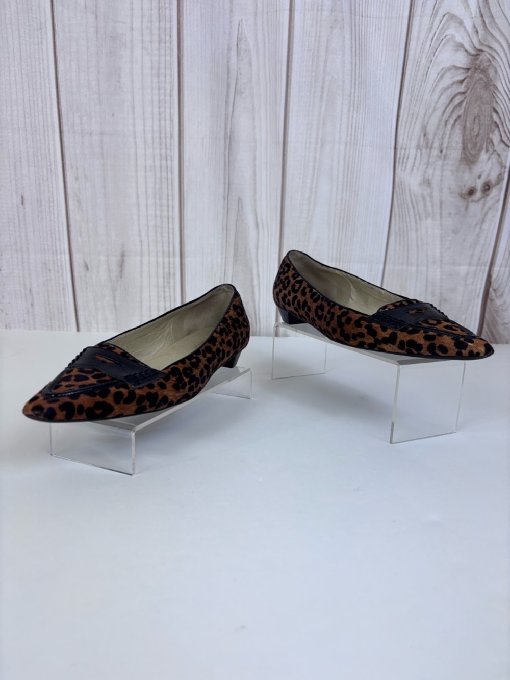 Talbots Leopard Print Calf Hair Flats Pointed Toe Dressy Shoe Brown Black Sz 8.5 - Picture 4 of 16